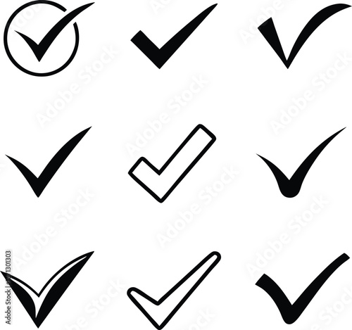 Confirm icon. Check marc set. Vector illustration
