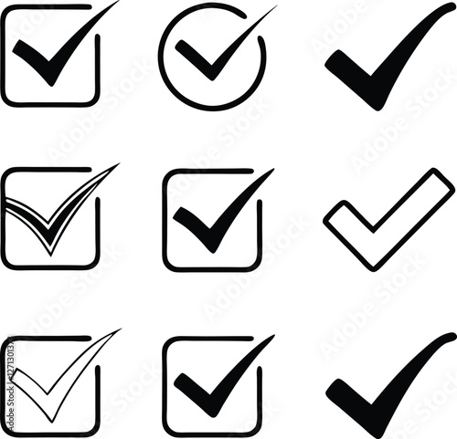 Confirm icon. Check marc set. Vector illustration
