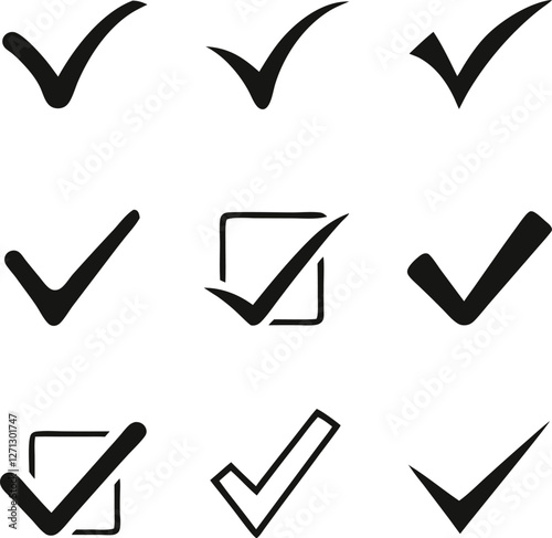 Confirm icon. Check marc set. Vector illustration
