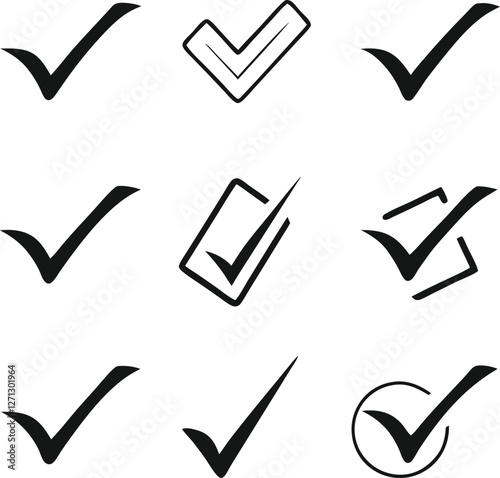 Confirm icon. Check marc set. Vector illustration