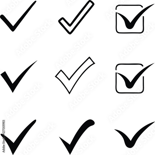 Confirm icon. Check marc set. Vector illustration