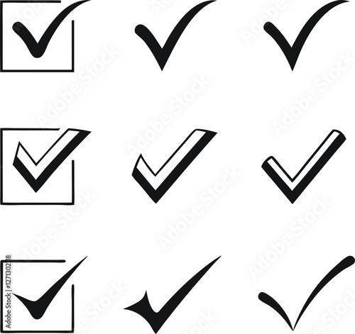Confirm icon. Check marc set. Vector illustration