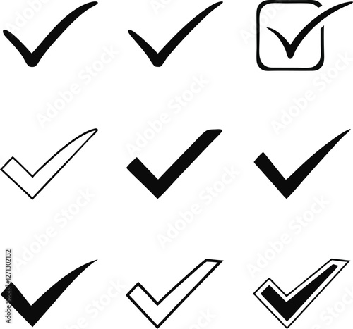 Confirm icon. Check marc set. Vector illustration