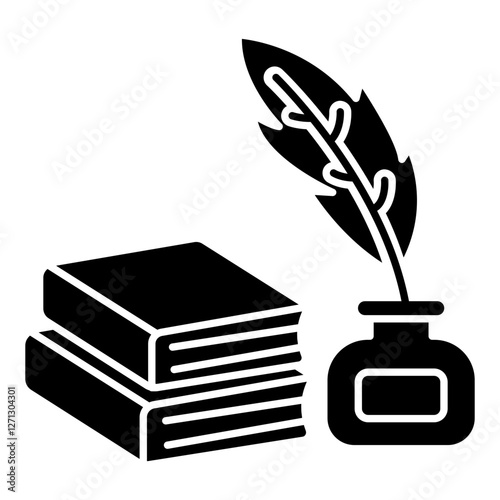 A flat design icon of quill pen
