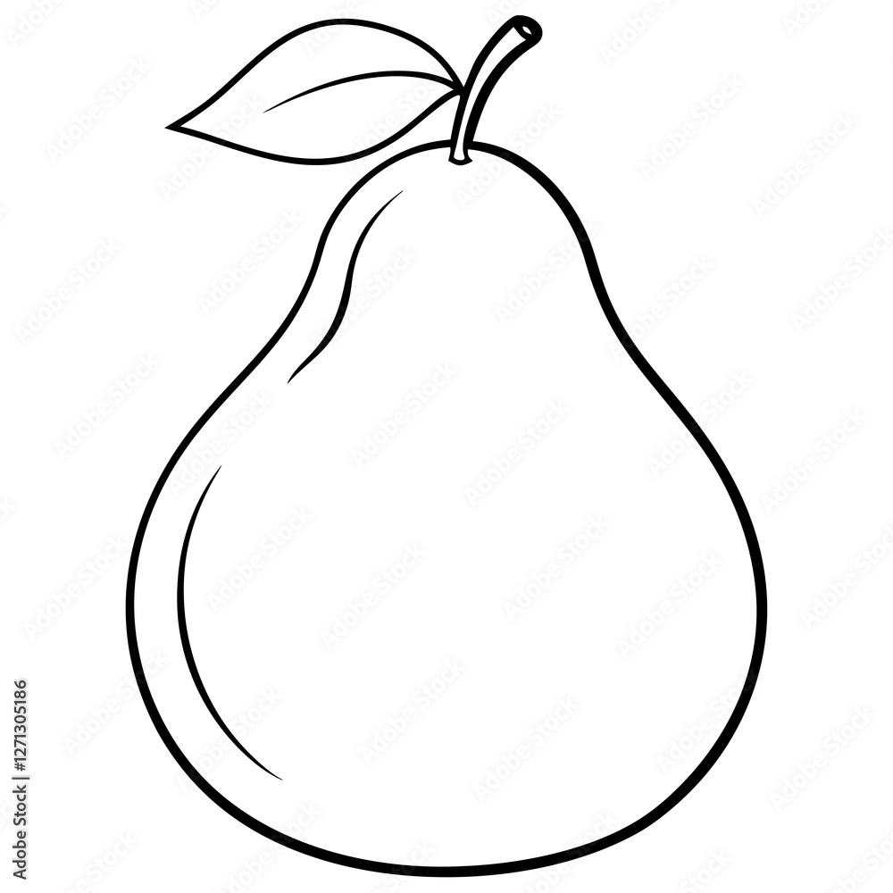 Simple Pear Outline for Vector Projects Simple Pear Outline for Vector Projects