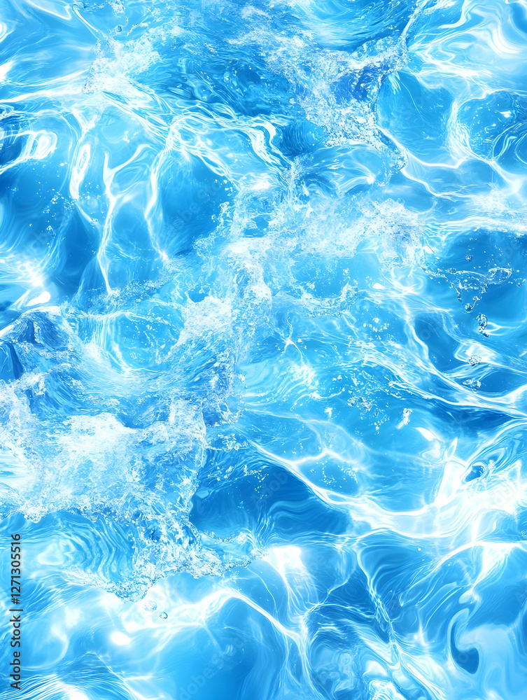 Fototapeta premium Blue water surface texture, sunlight reflections, background abstract, website design