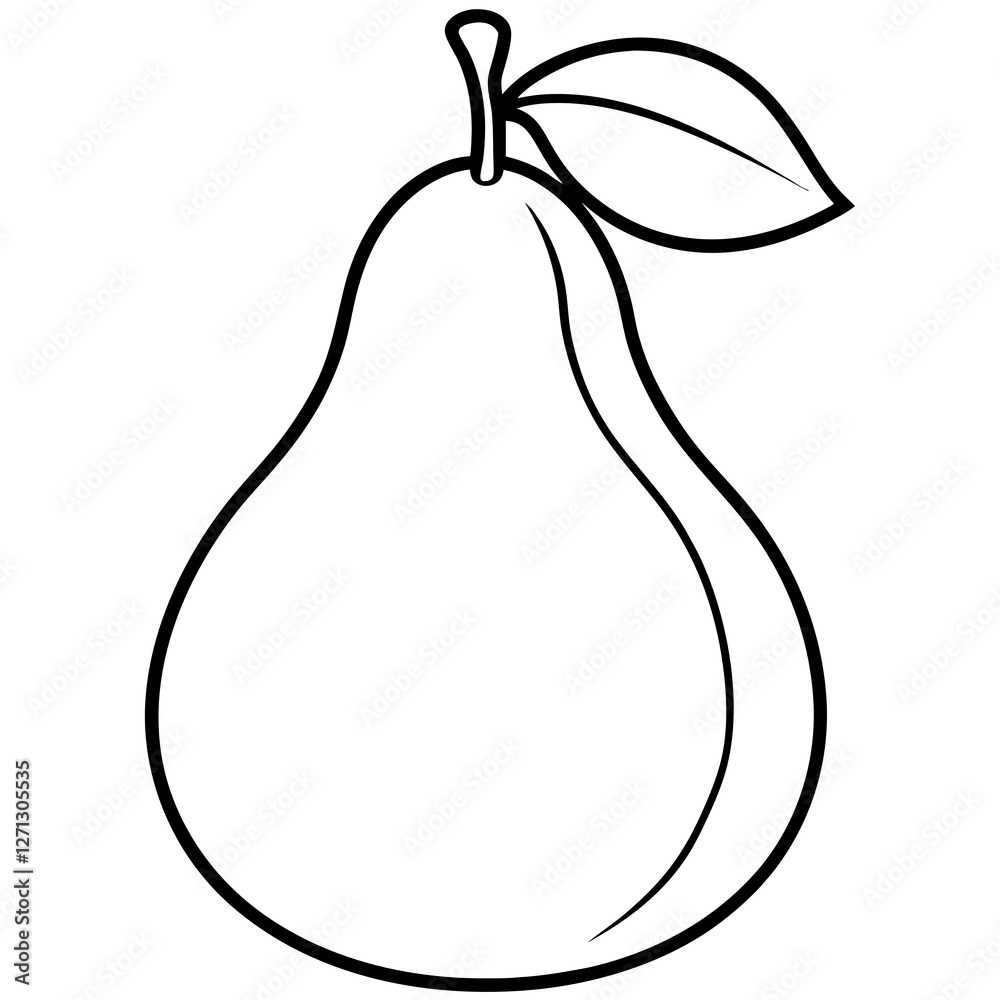 Simple Pear Outline for Vector Projects Simple Pear Outline for Vector Projects