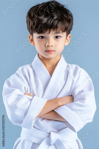 Boy in Karate Gi, Studio Portrait, Martial Arts