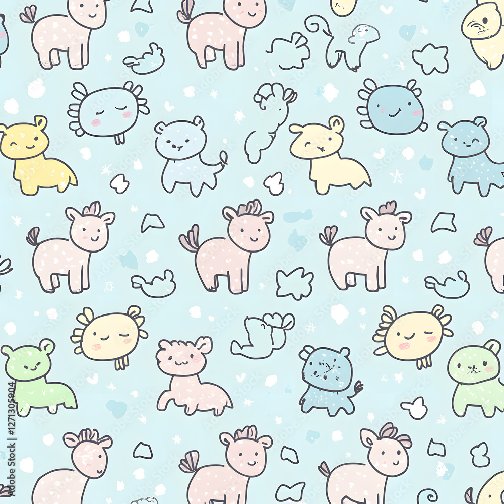 Obraz premium A_ cute_ hand-drawn_ seamless_ pattern