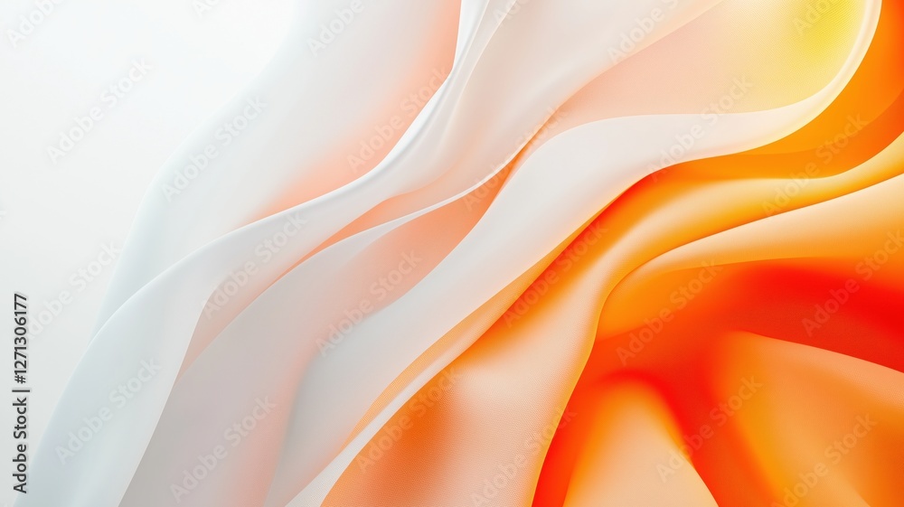 Obraz premium Flowing Silk Fabric in Soft Orange and White Hues