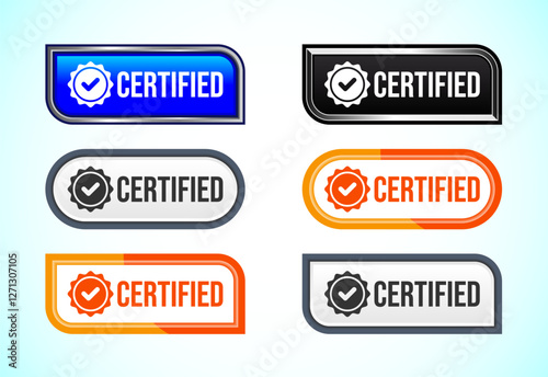 Certified button design illustration, Certified sign suitable for mobile app, and website UI design