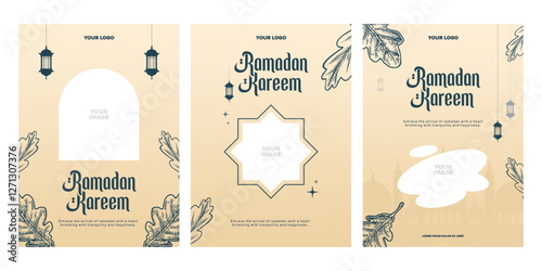 Ramadan Kareem Set of Posters. Ramadan Celebration Greeting Cards. Banner and Poster for Social Media. Islamic Poster.