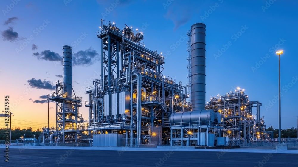 A gas turbine power plant converting natural gas into electricity A gas turbine power plant converting natural gas into electricity
