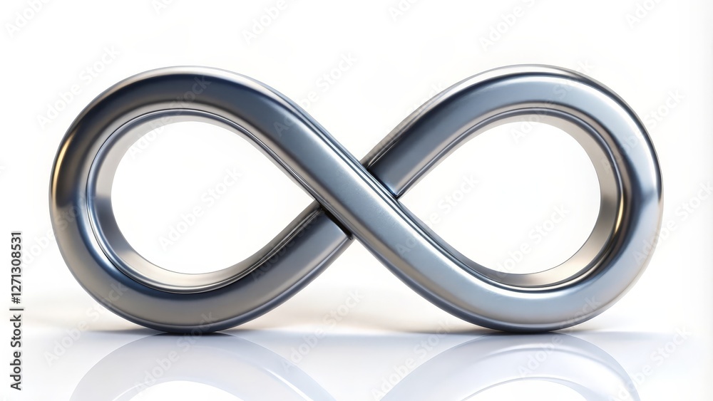 Metallic Infinity Symbol on White Background Metallic Infinity Symbol on White Background