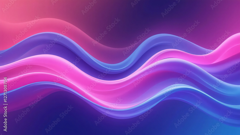 Obraz premium Abstract fluid gradient waves flowing smoothly with vibrant neon colors blending seamlessly from pink to purple to blue