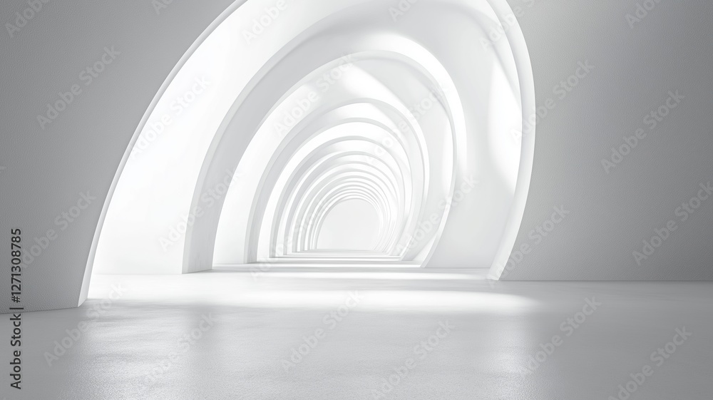 Obraz premium Elegant Arches Illuminate a Serene White Corridor