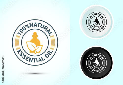 Essential oil icon design illustration, 100 percent essential oil icon for product certificate tag