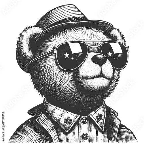 Cool Bear in Sunglasses and Suit vector