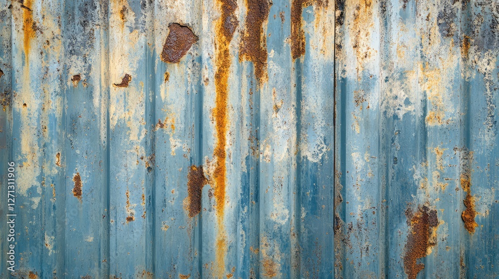 Rusty old zinc sheet background with corroded textures, faded blue-gray hues, and streaks of rust, perfect for an industrial vintage look. Rusty old zinc sheet background with corroded textures, faded blue-gray hues, and streaks of rust, perfect for an industrial vintage look.