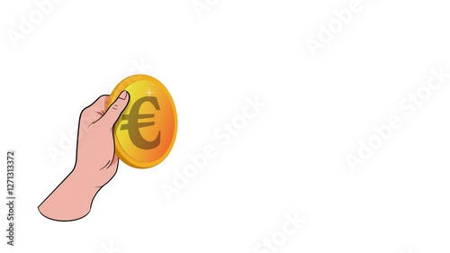 An image of a hand holding a euro. A business banner for design and social media. Animation
