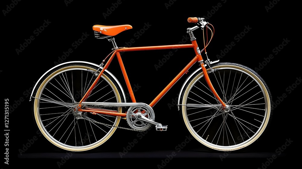 Fototapeta premium Orange Vintage Bicycle on Black Background