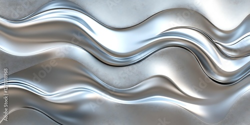 Abstract silver metallic waves background photo