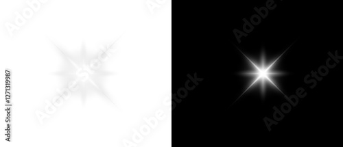 Png gold star light, sparkle. Yellow light effect. Shining light with yellow gold color. Png spotlight spark.Vector transparent sunlight special lens flare light effect