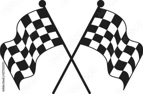 Crossed checkered racing flag NASCAR racing flag sports finish line flag vector file