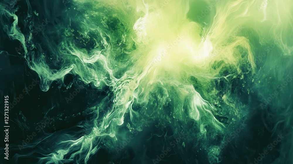 Obraz premium abstract watercolor green background summer spring energy freshness. Generative AI