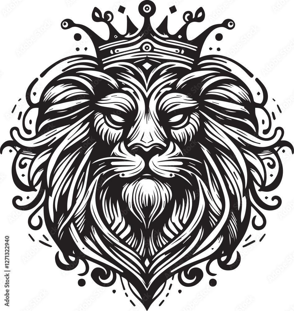 Fototapeta premium sketch of a tribal lion tattoo. lion king logo. vector drawing graceful and graceful king of beasts lion