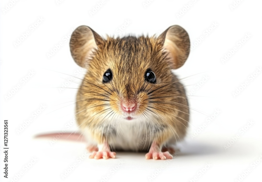 Cute small mouse looking directly at the camera on a white background Cute small mouse looking directly at the camera on a white background