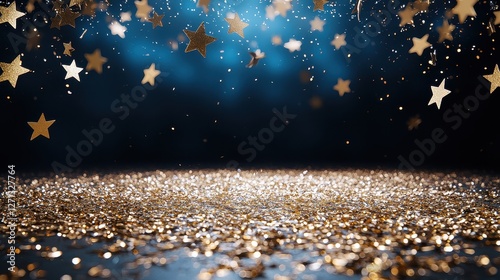 Group of stars in a clear night sky with celestial background and distant galaxies