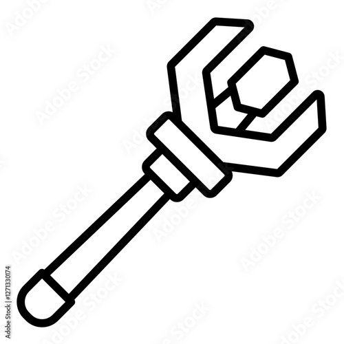 Unique magic wand outline icon resembling a crescent wrench for mechanical spells