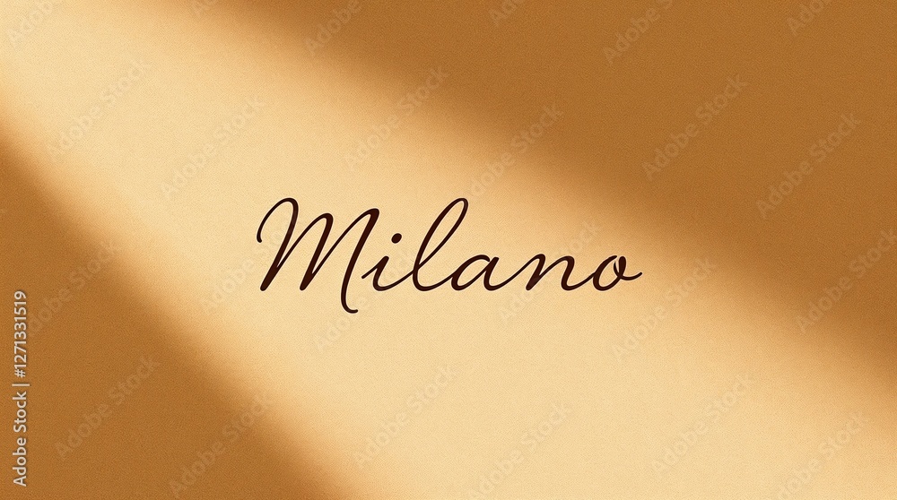 Fototapeta premium Milano in Elegant Script on Beige Background. Milano text in elegant script with soft shadow.
