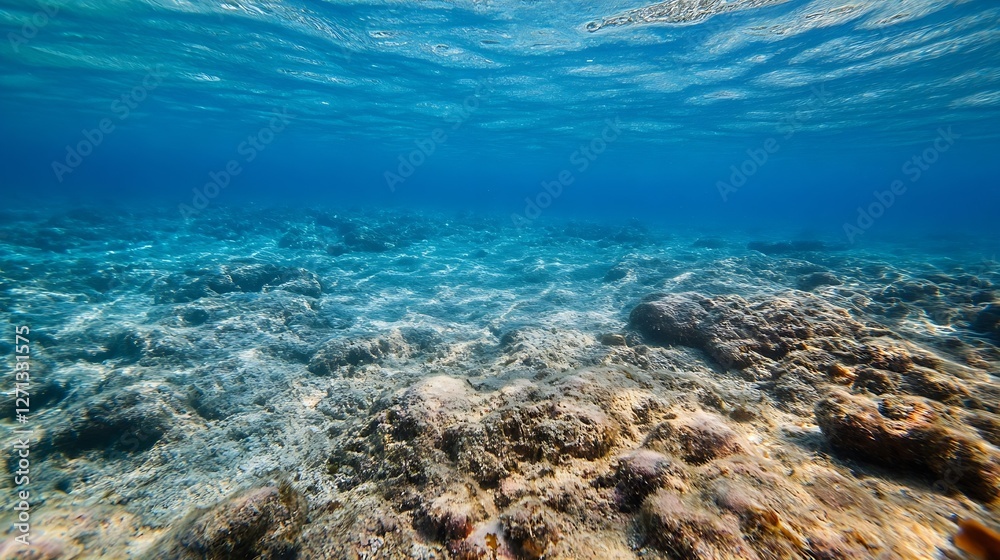 Fototapeta premium Clear underwater image showcasing vibrant corals and ocean textures : Generative AI