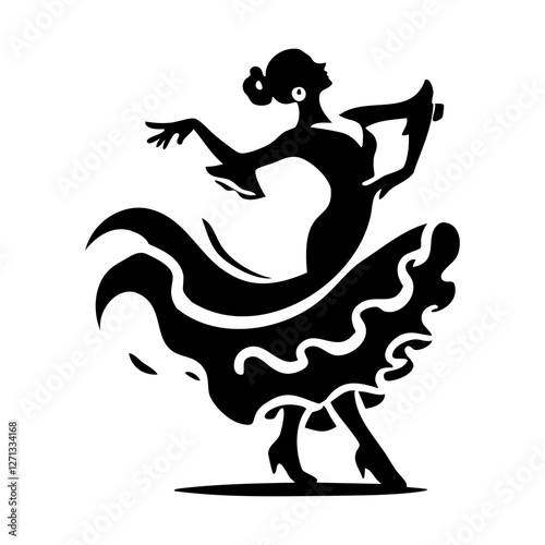 Black and White Flamenco Dancer Illustration