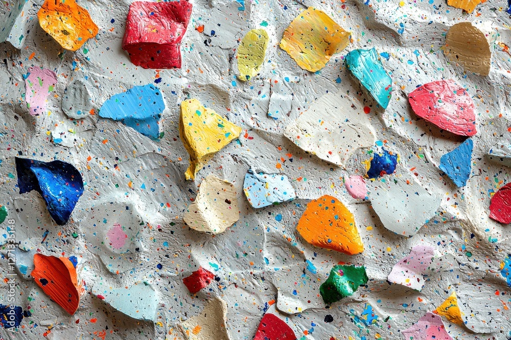 Fototapeta premium Vibrant and playful abstract painting with thick brushstrokes and a multitude of colors, creating a cheerful and dynamic visual texture that evokes joy and creativity.