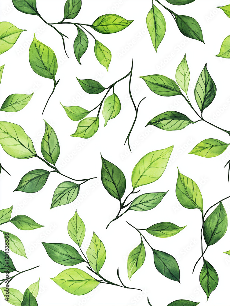 Seamless Watercolor Green Foliage Pattern – AI-Generated Image Seamless Watercolor Green Foliage Pattern – AI-Generated Image