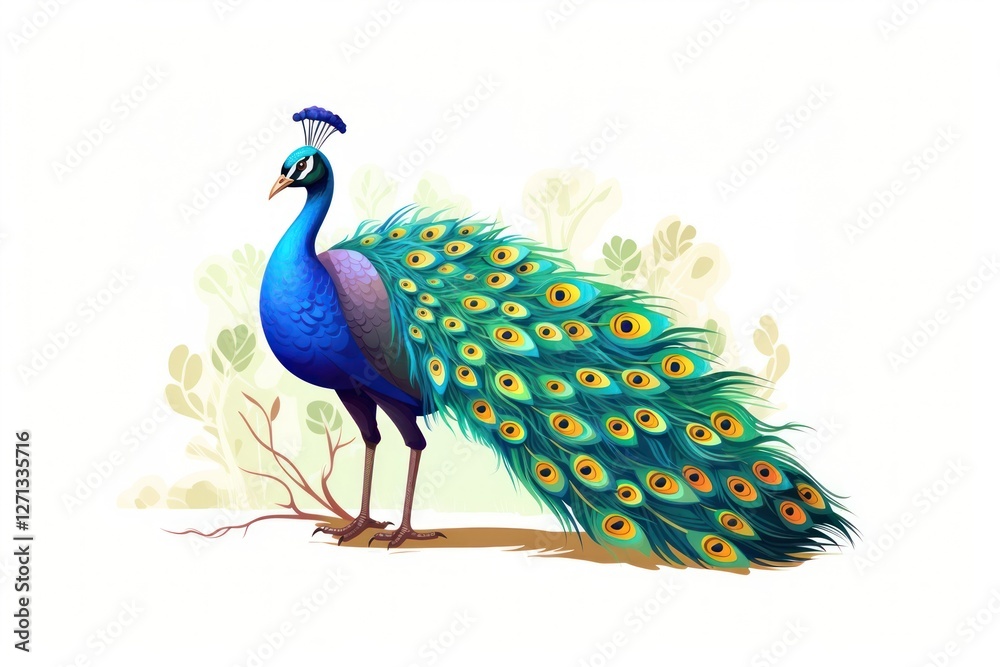 Fototapeta premium Peacock cartoon peacock animal bird.