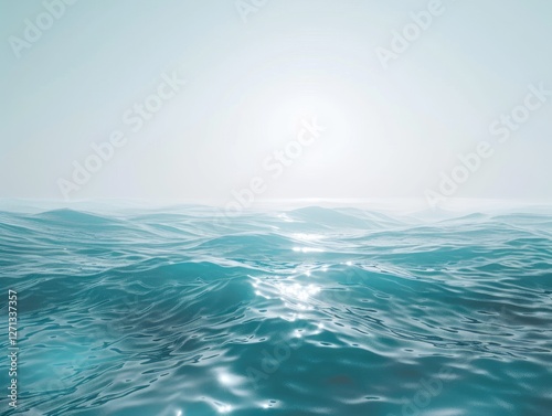 Serene expanse of tranquil blue ocean water reflecting diffused sunlight