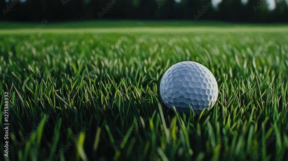 Naklejka premium Golf ball on green, course background, sport, leisure