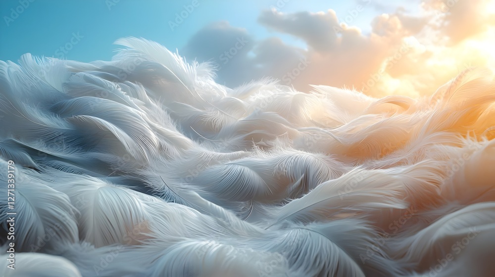 Obraz premium Floating white feathers