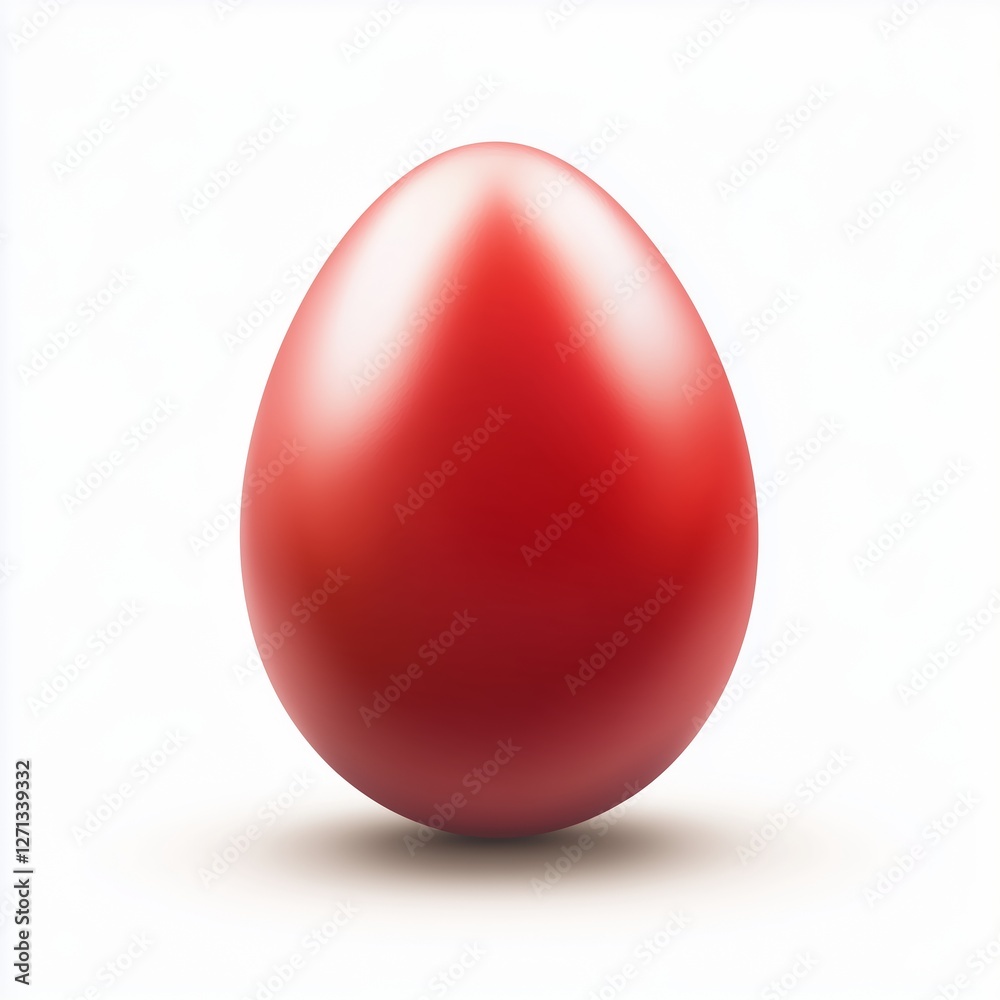 Realistic illustration of a vibrant red egg with smooth gradients, glossy finish, soft shadow, and high-resolution details on a clean white background. Realistic illustration of a vibrant red egg with smooth gradients, glossy finish, soft shadow, and high-resolution details on a clean white background.