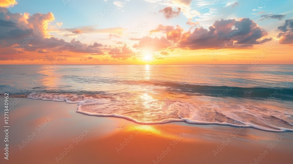 Fototapeta premium Beach sunrise with colorful skies and calm waters
