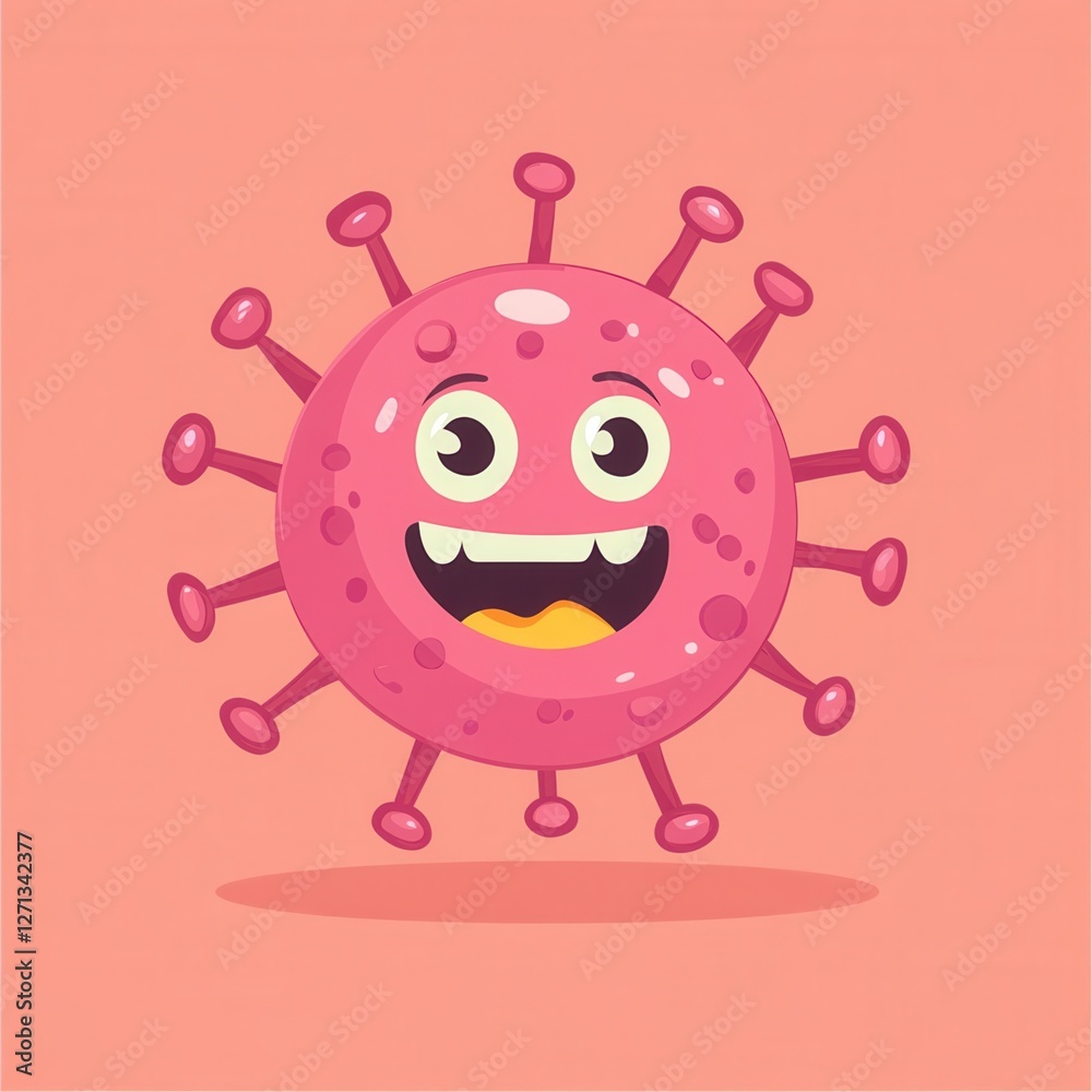 Cute cartoon virus character with a smile. Cute cartoon virus character with a smile.