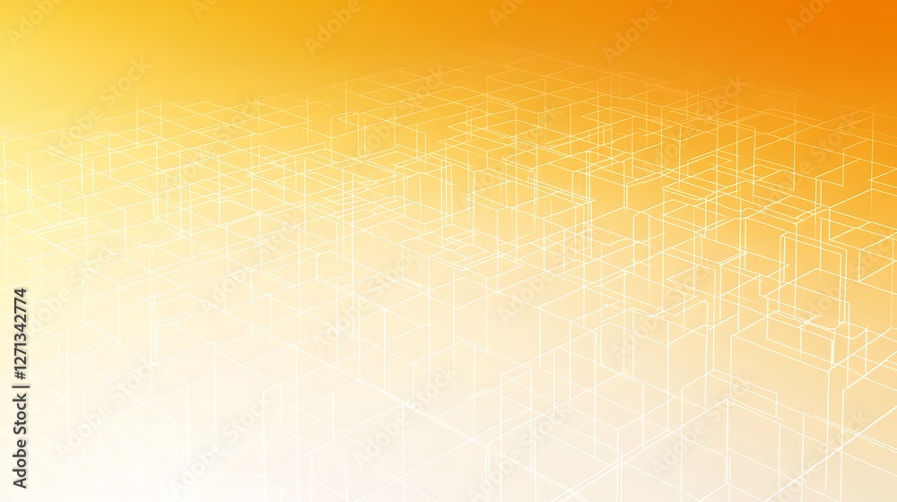 Abstract Orange Background with White Cube Wireframe Pattern Abstract Orange Background with White Cube Wireframe Pattern
