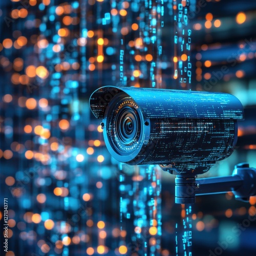 Surveillance camera with digital backdrop.