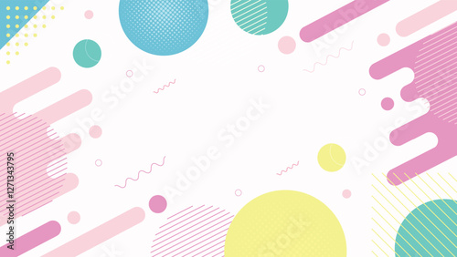 Vibrant pastel abstract background with geometric shapes, halftone patterns, and dynamic lines. Perfect for modern designs, presentations, social media, and digital artwork with a playful aesthetic.