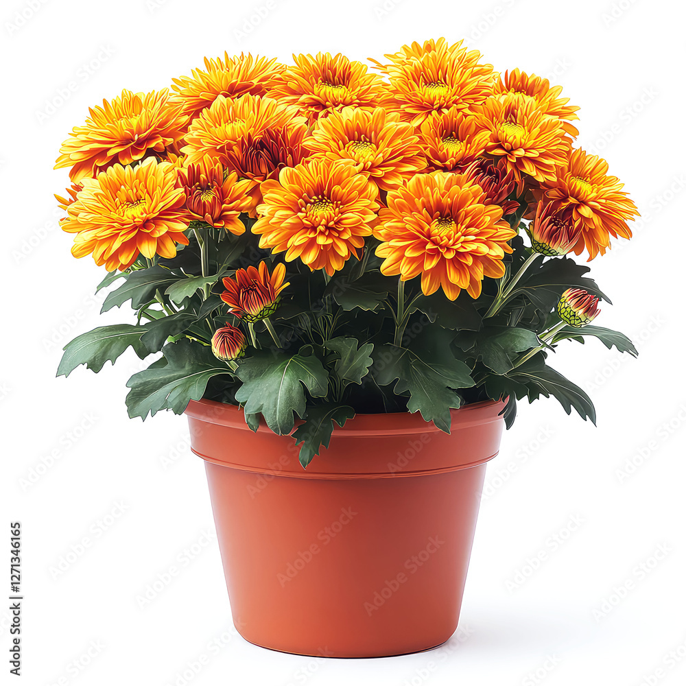 Orange Chrysanthemum Potted Plant: Vibrant Autumn Blooms Orange Chrysanthemum Potted Plant: Vibrant Autumn Blooms
