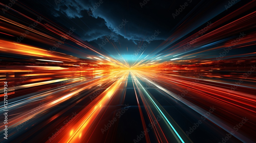 Obraz premium Abstract digital photography highlighting speed and technology connections